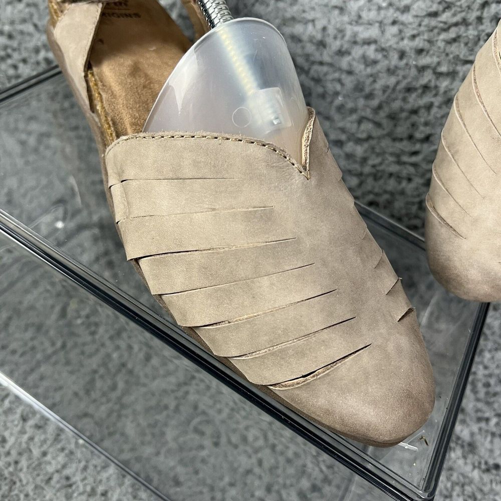 Earth Origins Shoes Palomos Peyton Cork Wedge Size 9.5M Leather Flats Taupe - Picture 4 of 10